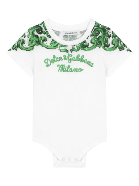 Dolce & Gabbana Kids بودي سوت قطن بطبعة ماجوليكا