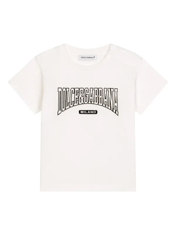 【関税＆送料込み】Dolce & Gabbana Flocked Logo T-Shirt Dolce & Gabbana flocked-logo Cotton T-shirt | Black | FARFETCH