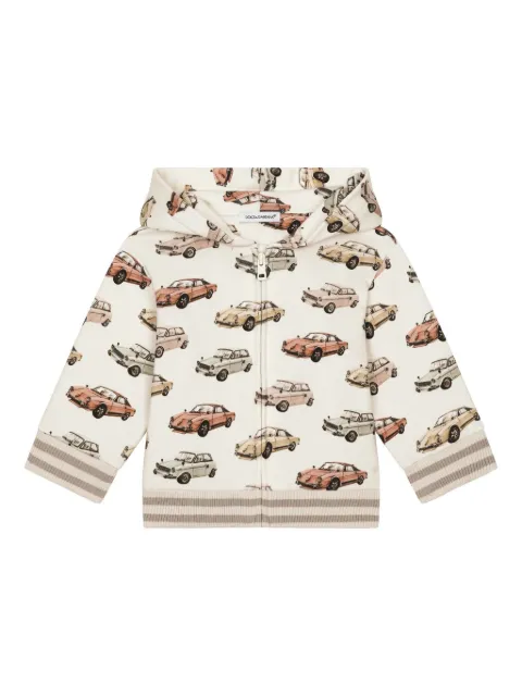 Dolce & Gabbana Kids car-print zip-fastening hoodie