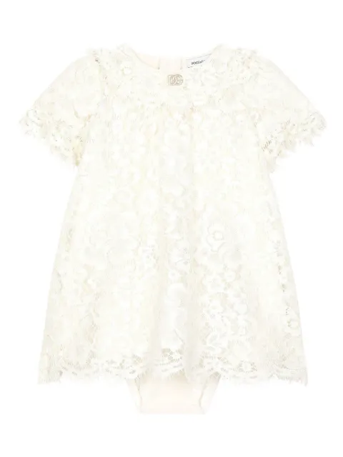 Dolce & Gabbana Kids logo lace dress