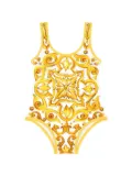 Dolce & Gabbana Kids Majolica-print one-piece swimsuit - Yellow