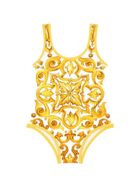 Dolce & Gabbana Kids Majolica-print one-piece swimsuit 