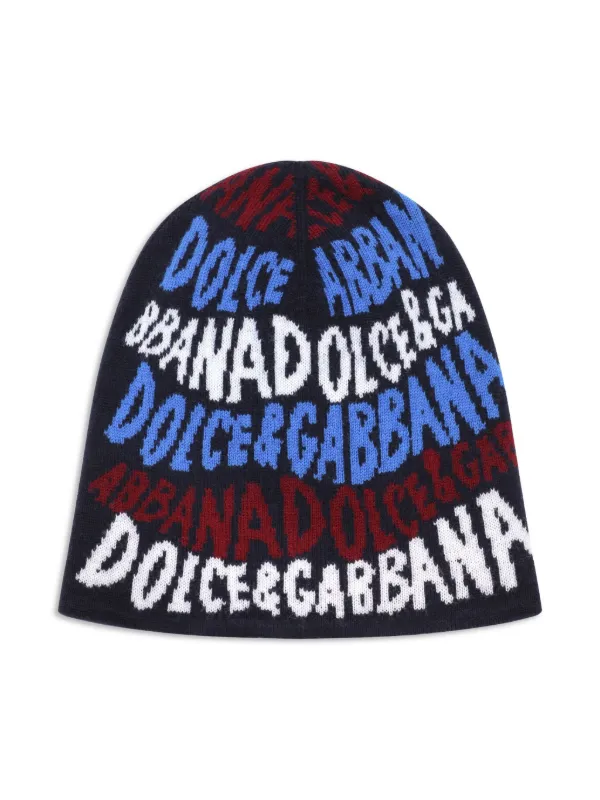 Dolce & Gabbana Kids logo-jacquard Beanie Hat | Blue | FARFETCH ZA