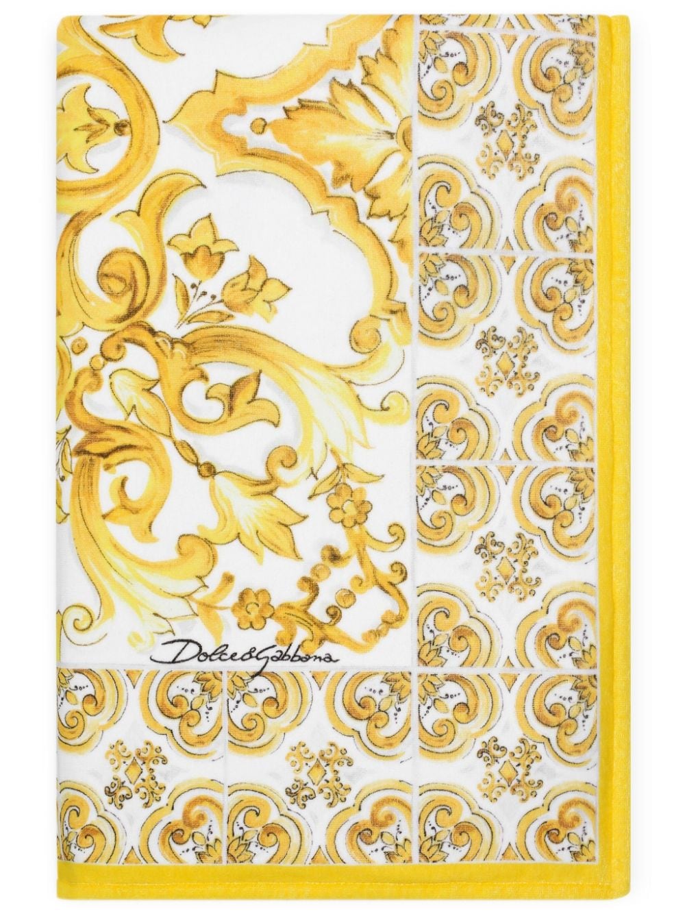 Dolce & Gabbana Majolica Print Beach Towel In Yellow