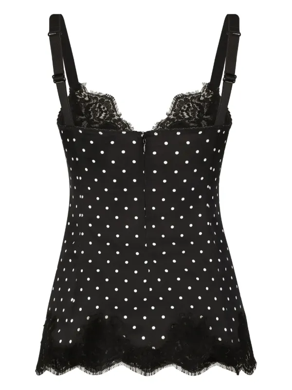 D&G tops 美品 Dolce & Gabbana Polka dot-print Lace Top | Black | FARFETCH