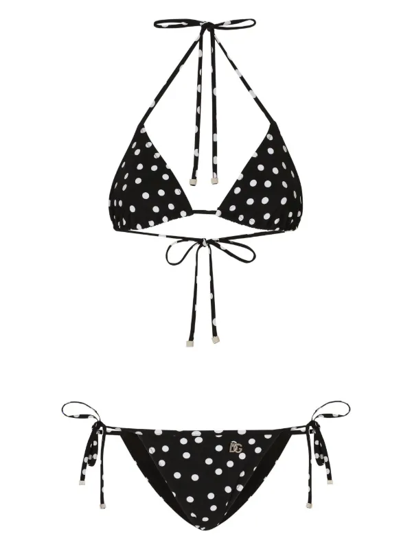 Dolce Gabbana Triangel Bikini Mit Polka Dots Schwarz FARFETCH DE