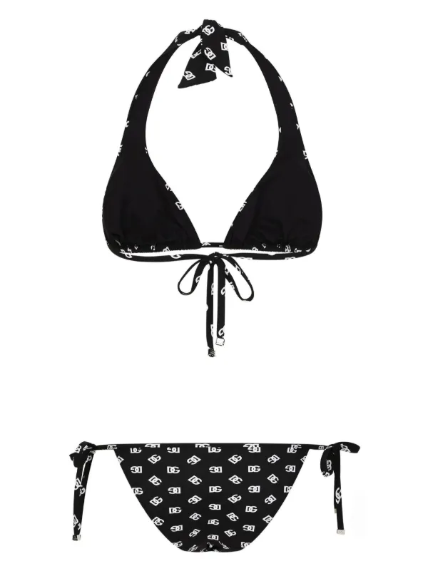 VIP【送料関税込】DOLCE&GABBANA PRINTED BIKINI SET Dolce & Gabbana DG-logo Print triangle-cup Bikini Set