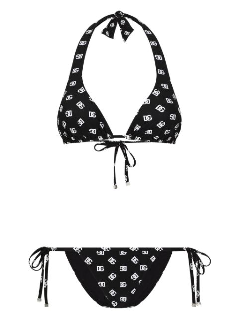 Dolce & Gabbana DG-logo print triangle-cup bikini set Women