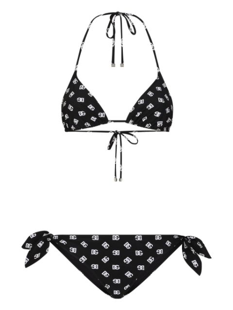 Dolce & Gabbana DG-logo print triangle-cup bikini set Women