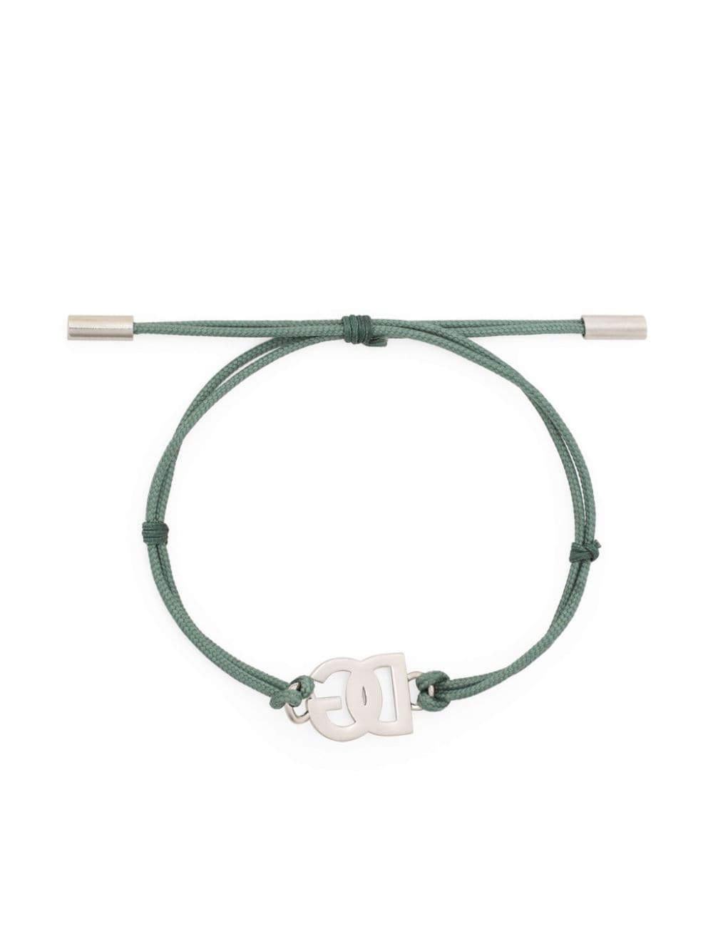 Shop Dolce & Gabbana Dg Logo Charm Cord Bracelet In Green