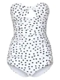 Dolce & Gabbana polka dot-print strapless swimsuit - White