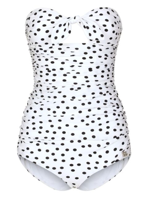 Dolce & Gabbana polka dot-print strapless swimsuit Women