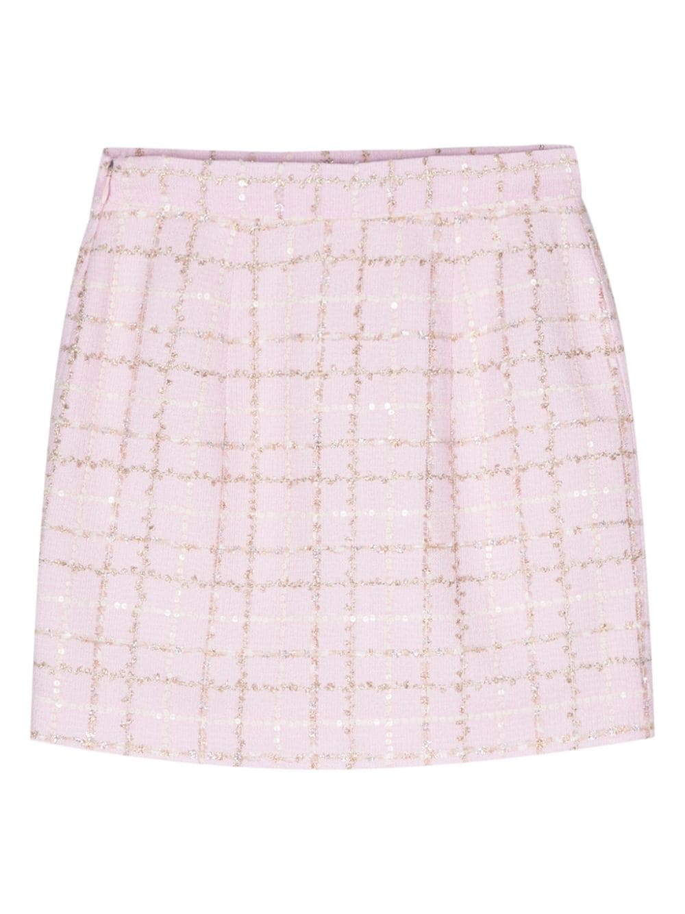 Shop Alessandra Rich Sequin-embellished Tweed Mini Skirt In Pink
