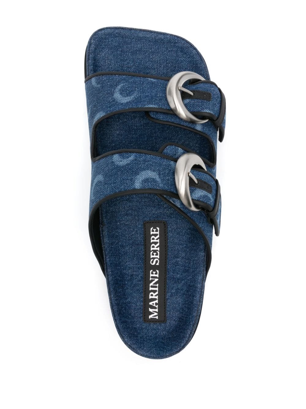 Shop Marine Serre Moonogram-pattern Denim Sandals In Blue