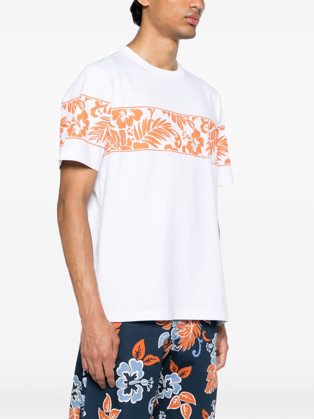 Maison Kitsuné T-shirt met bloemenprint Wit