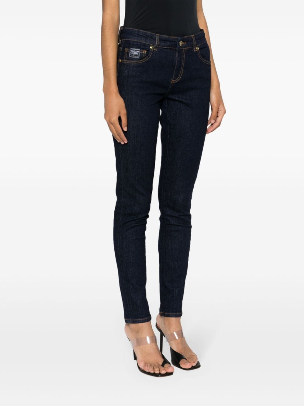 Shop Versace Jeans Couture Crystal Skinny Jeans In Blue