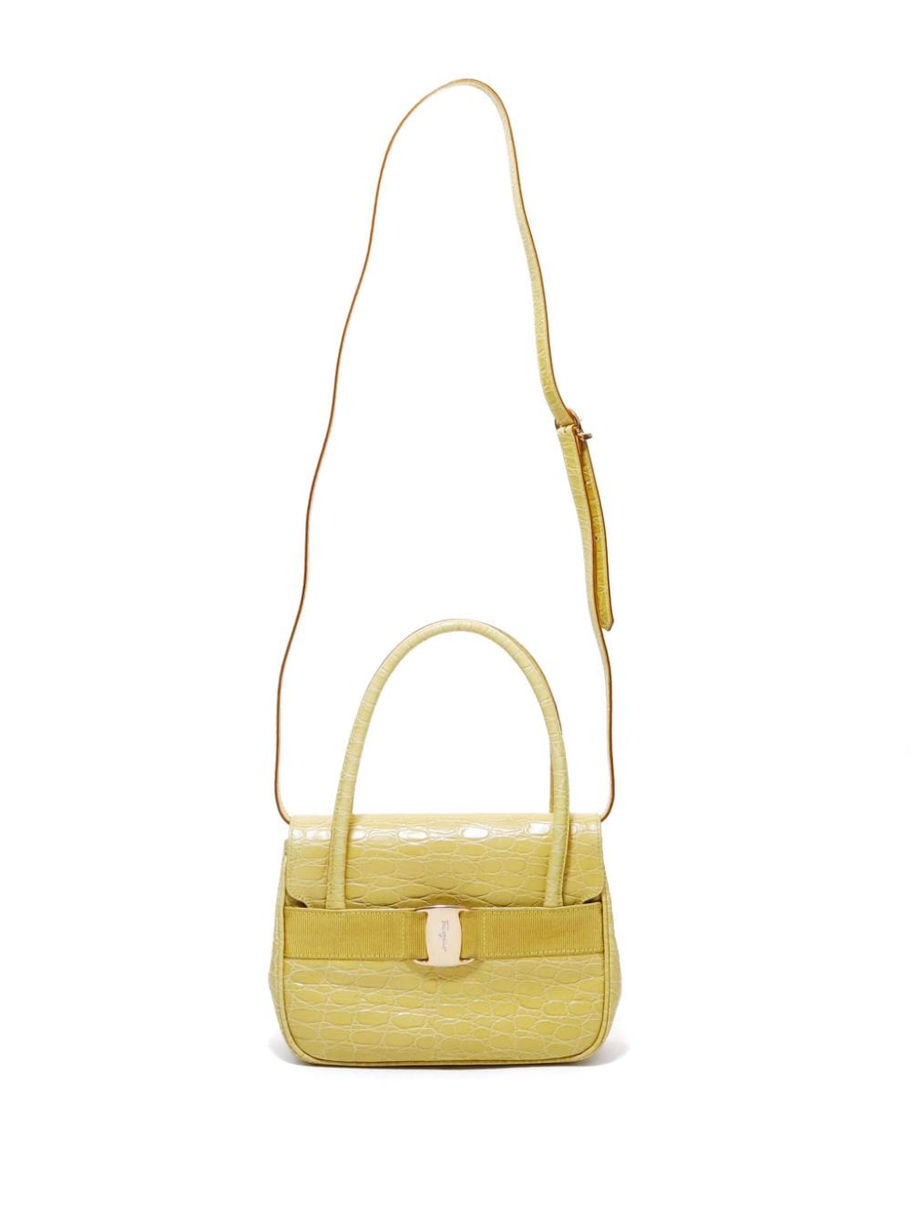 Pre-owned Ferragamo Valla Leather Shoulder Bag In Yellow