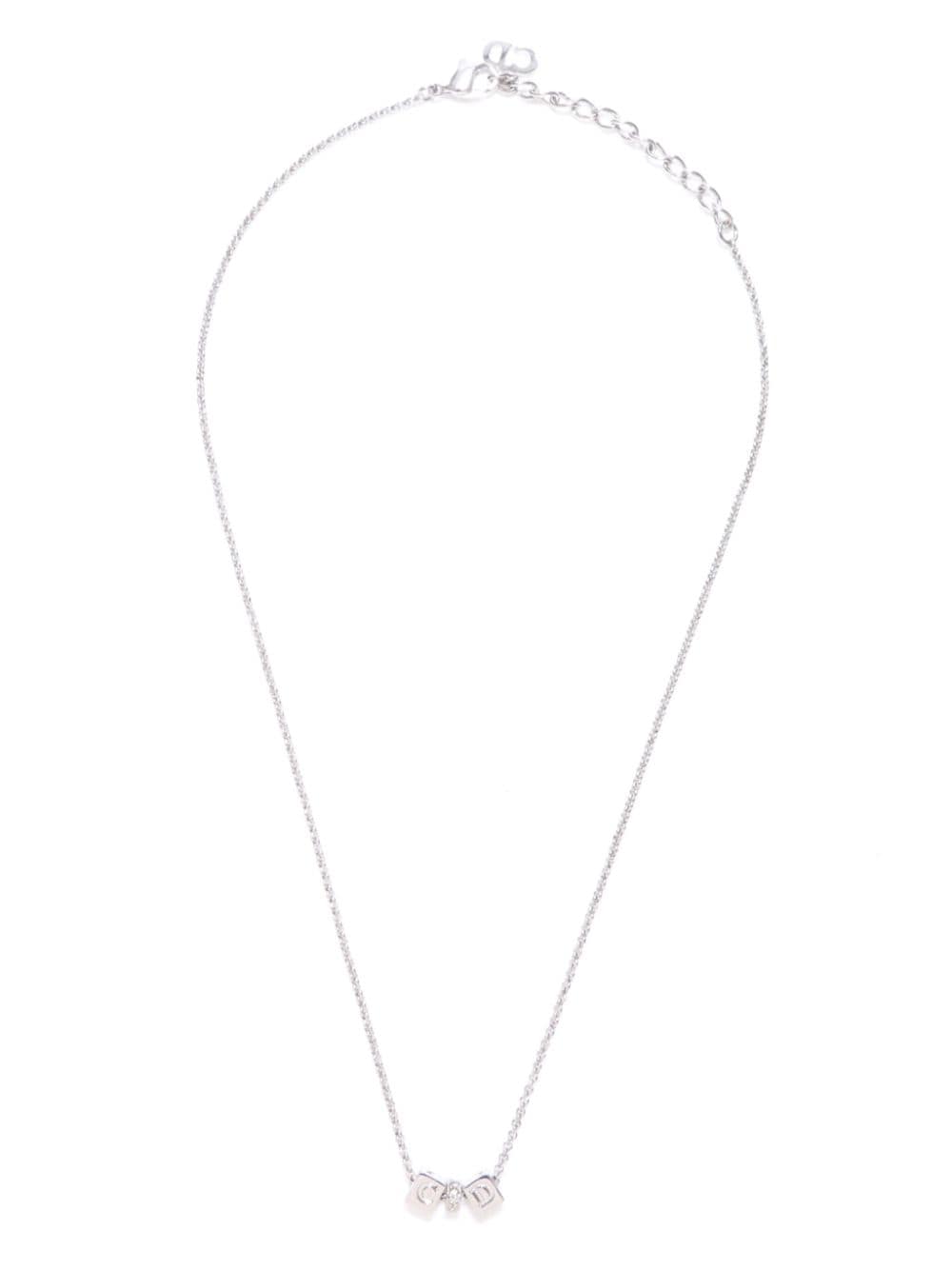 Pre-owned Dior Cd-charm Chain Necklace In Silver