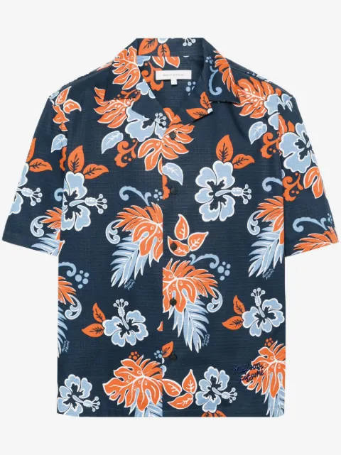 Maison Kitsuné floral-print ripstop shirt