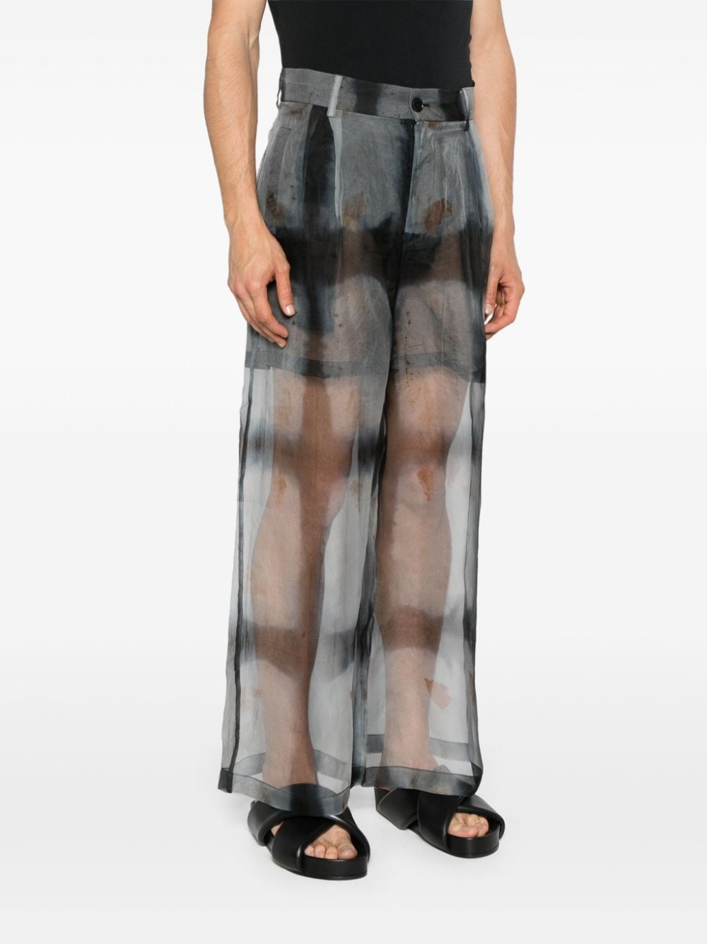 Shop Feng Chen Wang High-waist Wide-leg Trousers In Grau