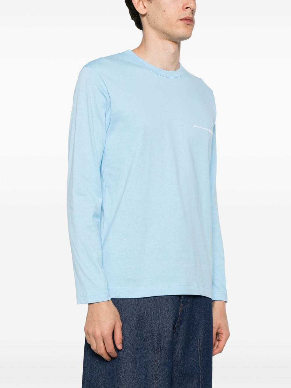 Shop Comme Des Garçons Shirt Logo-print Cotton T-shirt In Blue