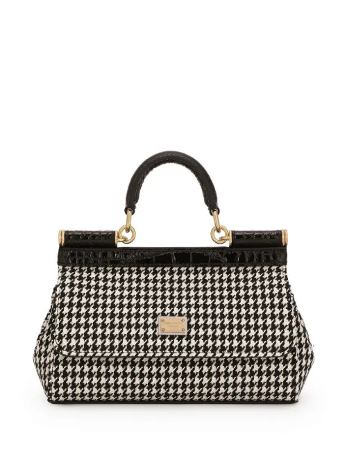 Petit sac à main Sicily à motif pied-de-poule - Dolce & Gabbana - Modalova