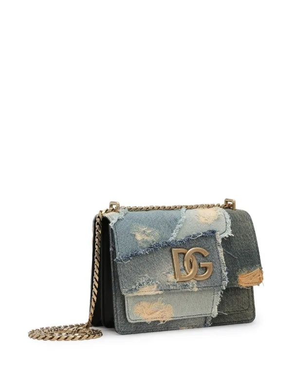 Dolce & Gabbana パッチワーク デニムショルダーバッグ | ブルー