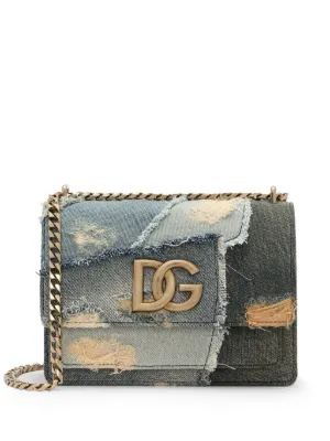 Dolce & Gabbana パッチワーク デニムショルダーバッグ | ブルー Dolce & Gabbana パッチワーク デニムショルダーバッグ | ブルー