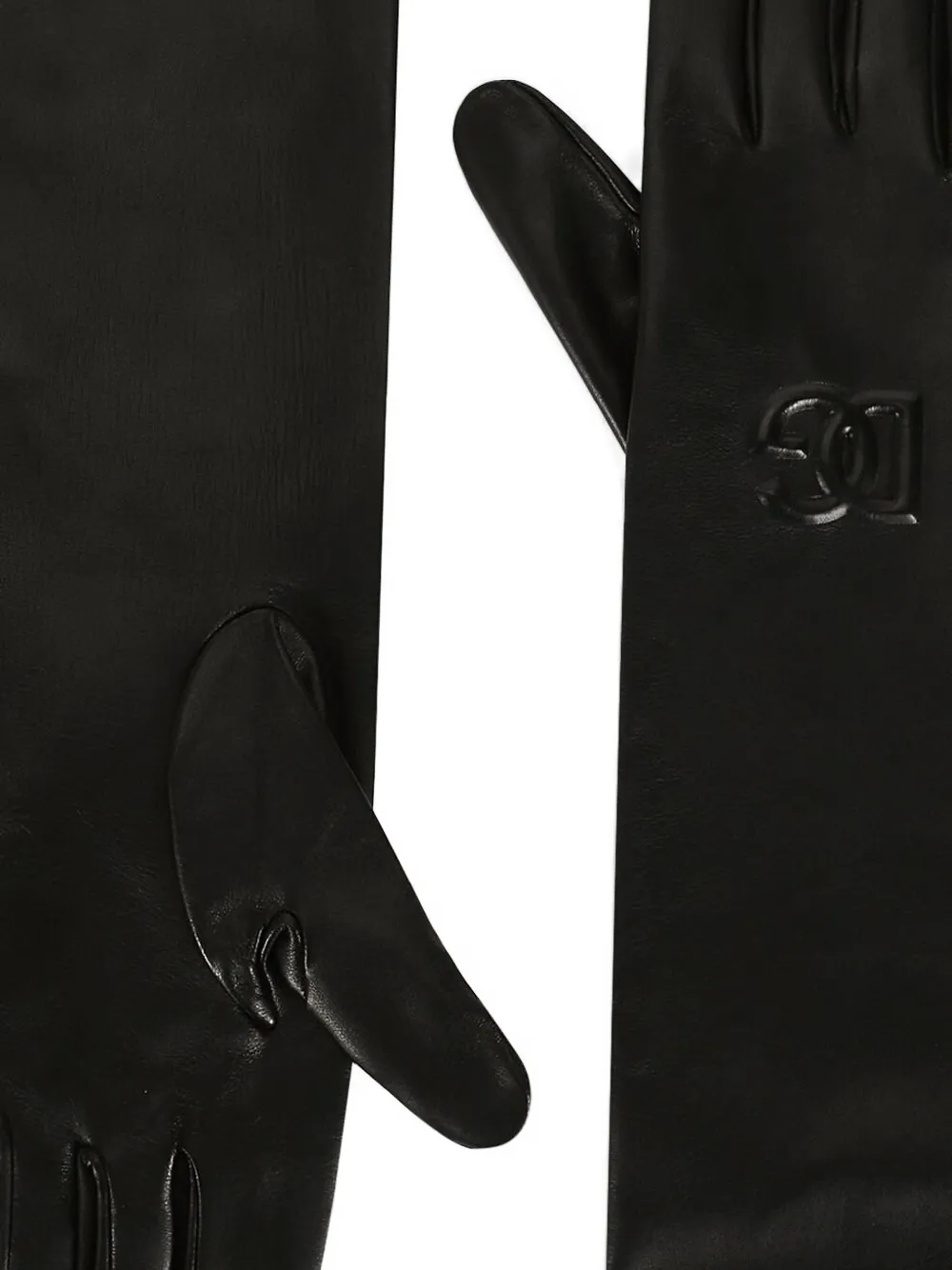 Dolce & Gabbana embossed-logo leather gloves - Zwart