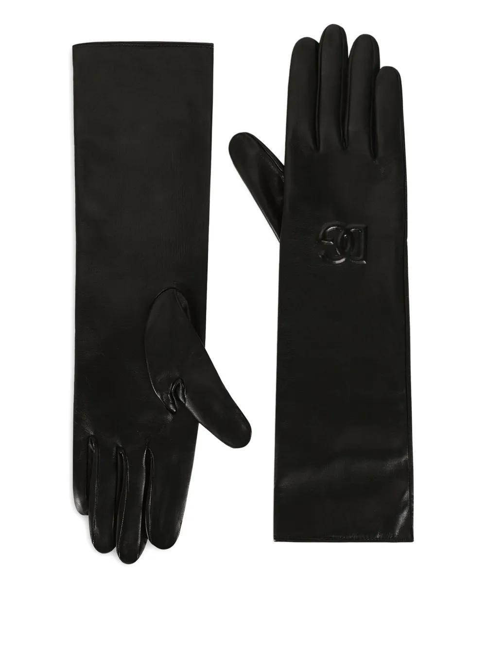 Dolce & Gabbana embossed-logo leather gloves - Nero
