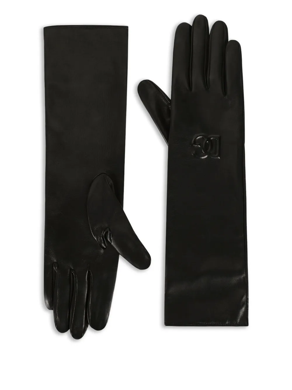 Dolce & Gabbana embossed-logo leather gloves | Black | Image 1