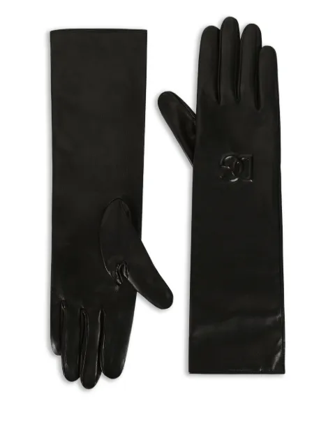 Dolce & Gabbana embossed-logo leather gloves