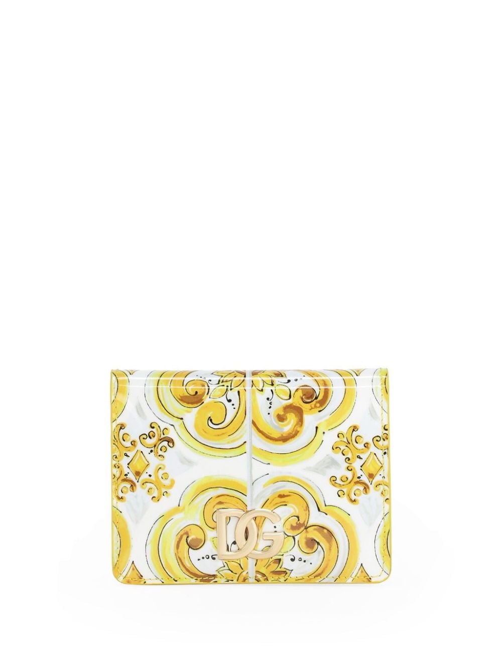 Dolce & Gabbana Majolica-print Leather Wallet In Yellow