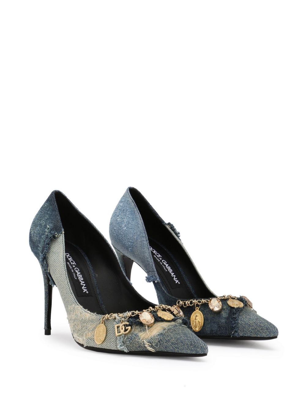 Dolce & Gabbana charm-embellished denim pumps Blue