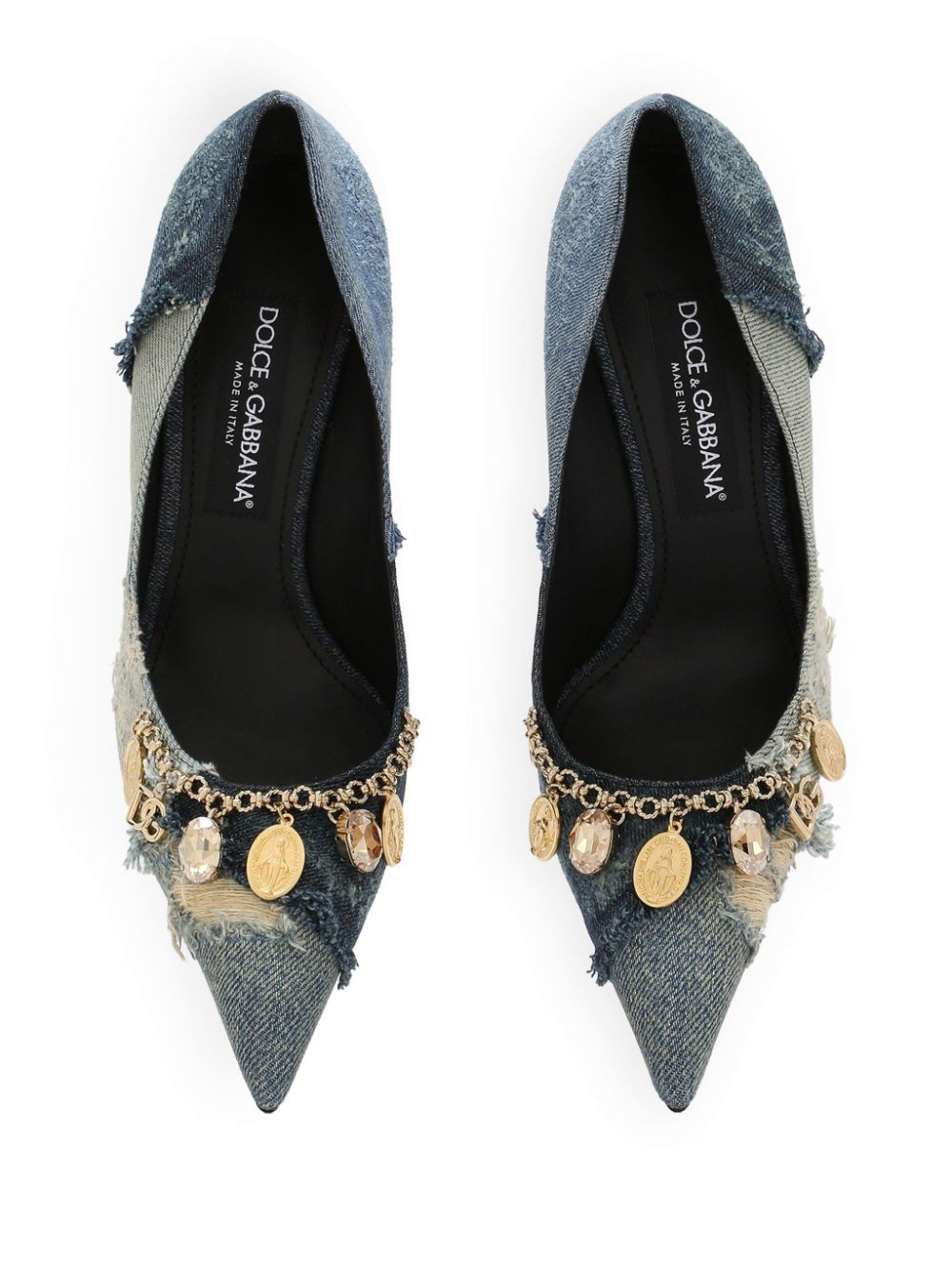 Dolce & Gabbana charm-embellished denim pumps Blue