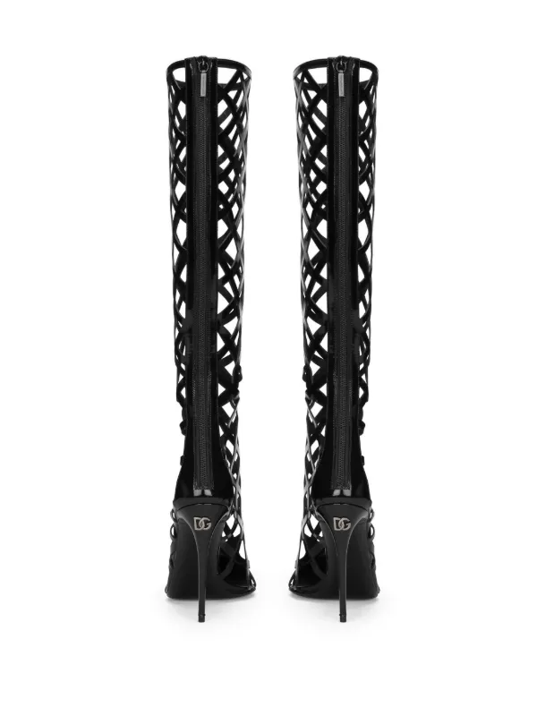 Caged knee high heels hotsell