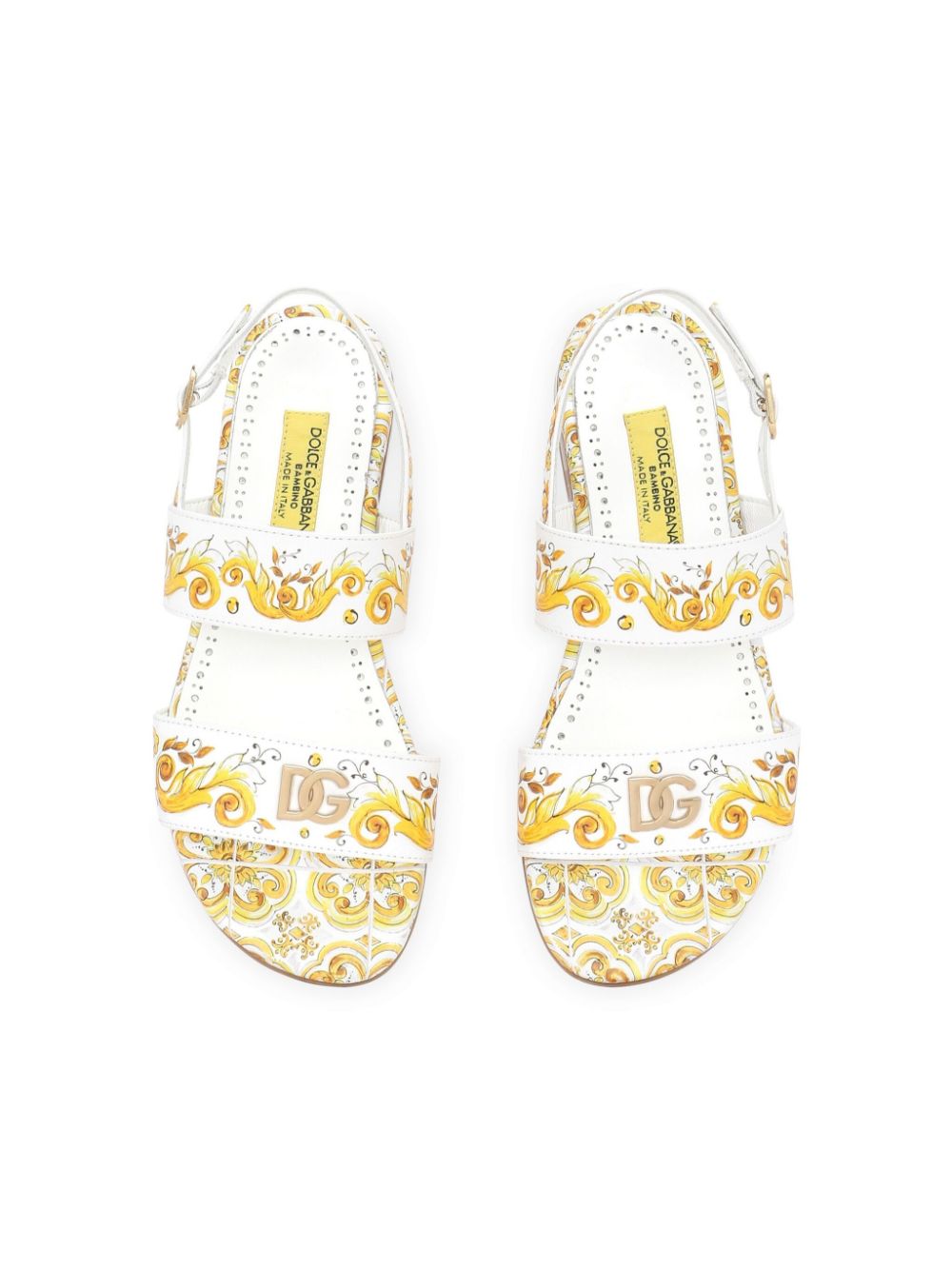 Dolce & Gabbana Kids Majolica-print leather sandals White