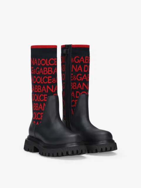 Dolce & Gabbana Kids intarsia-knit logo boots