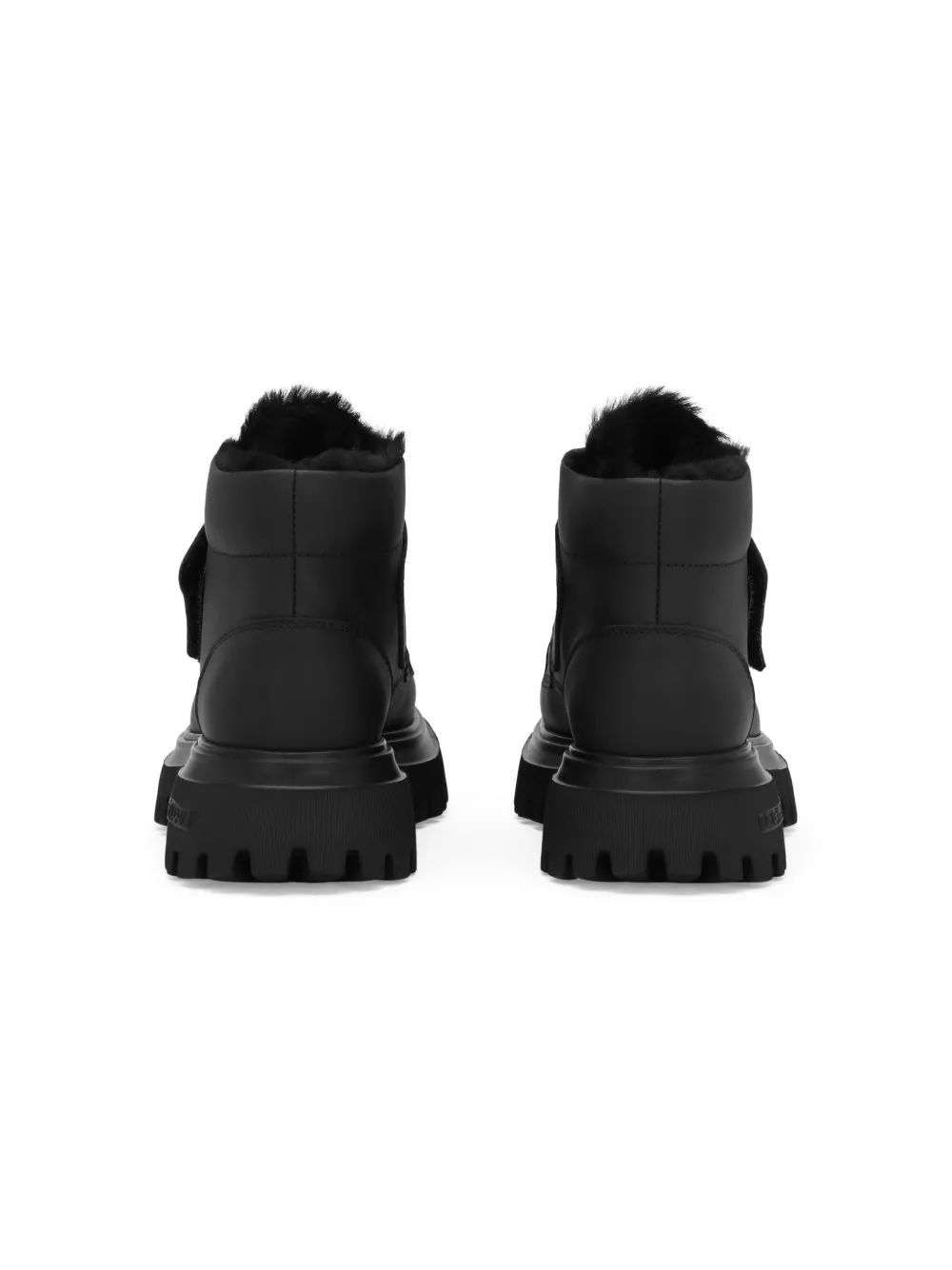 Dolce & Gabbana Kids Leren enkellaarzen met logo-reliëf Zwart