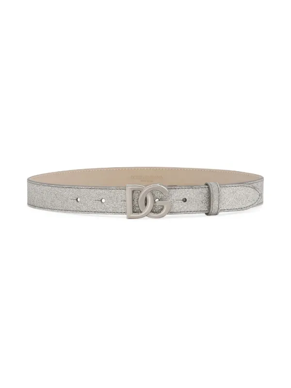 Dolce Gabbana Kids DG Logo Glitter Belt Silver FARFETCH CA