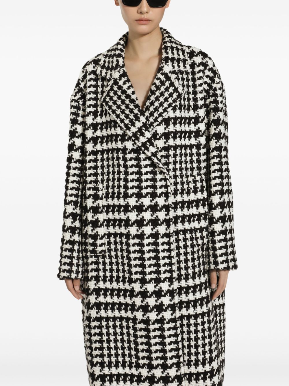 Shop Dolce & Gabbana Houndstooth-pattern Coat In Black