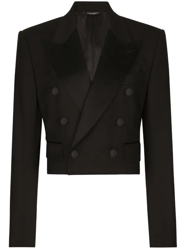 ジャケット Dolce&Gabbana Cropped Double-Breasted Black Jacket 23601544_53683112_600.jpg