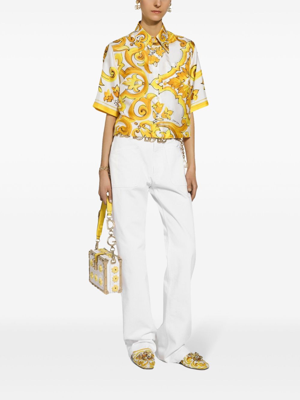 Dolce & Gabbana Zijden shirt met print - Geel