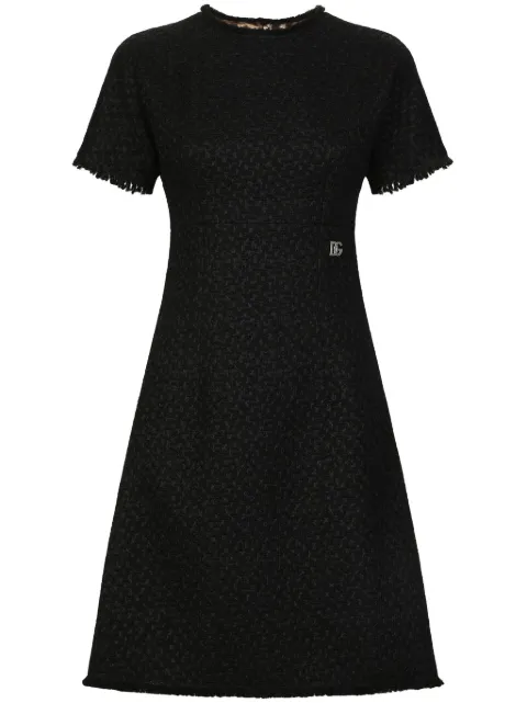 Dolce & Gabbana appliqué-logo bouclé mini dress