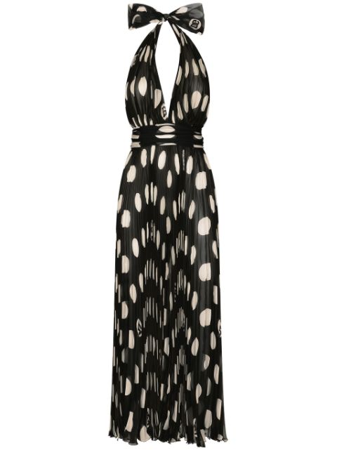 Dolce & Gabbana polka-dot pleated midi dress