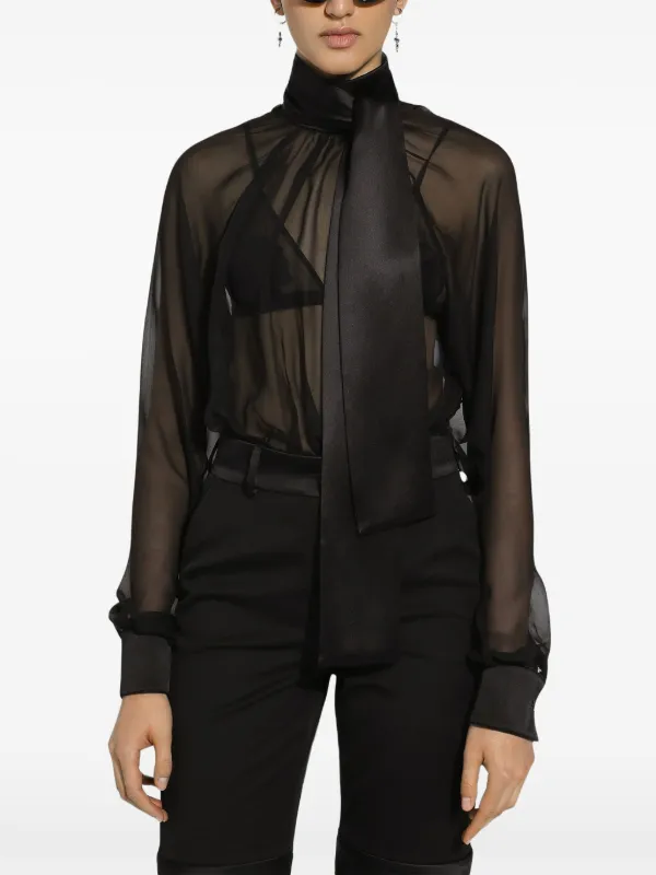 Dolce Gabbana semi sheer Blouse Black FARFETCH CA