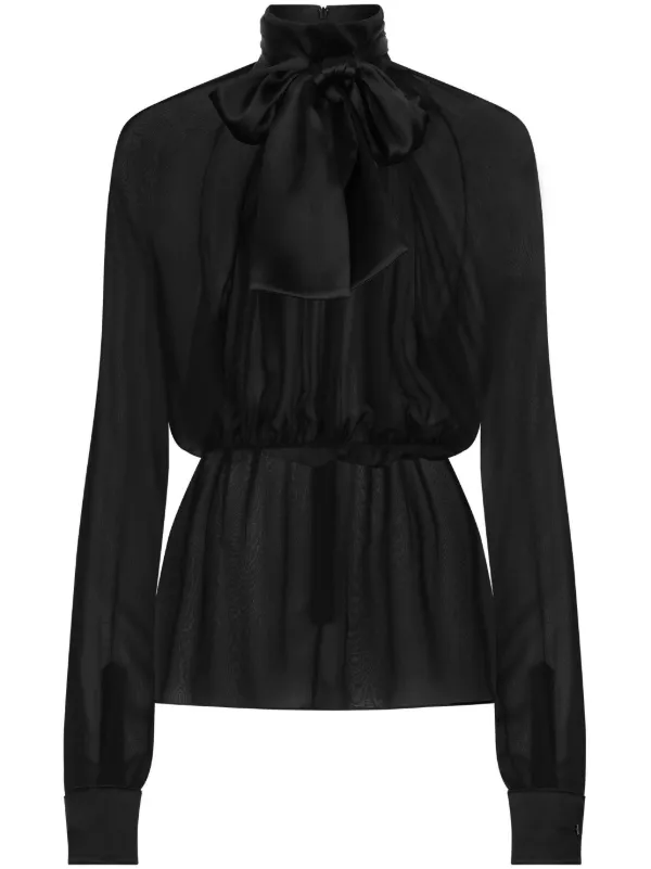 送料無料の商品 Dolce JP FARFETCH | ブラック | セミシアーブラウス Gabbana & シャツ/ブラウス(長袖/七分)