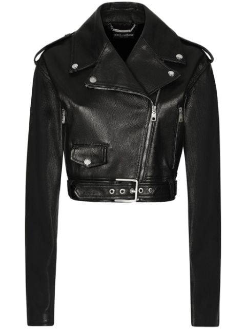 Dolce & Gabbana veste de moto en cuir à coupe crop