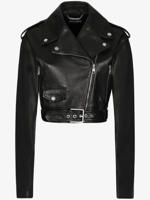 Dolce & Gabbana veste de moto en cuir à coupe crop