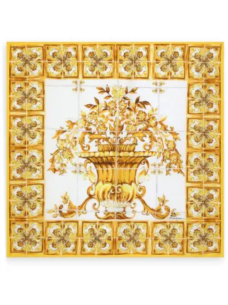 洗練【Dolce & Gabbana】マジョリカプリント シルクスカーフ Dolce & Gabbana マジョリカプリント シルクスカーフ | イエロー